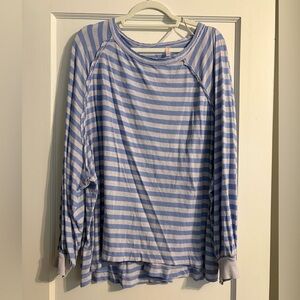 Free People Blue and White Striped Top